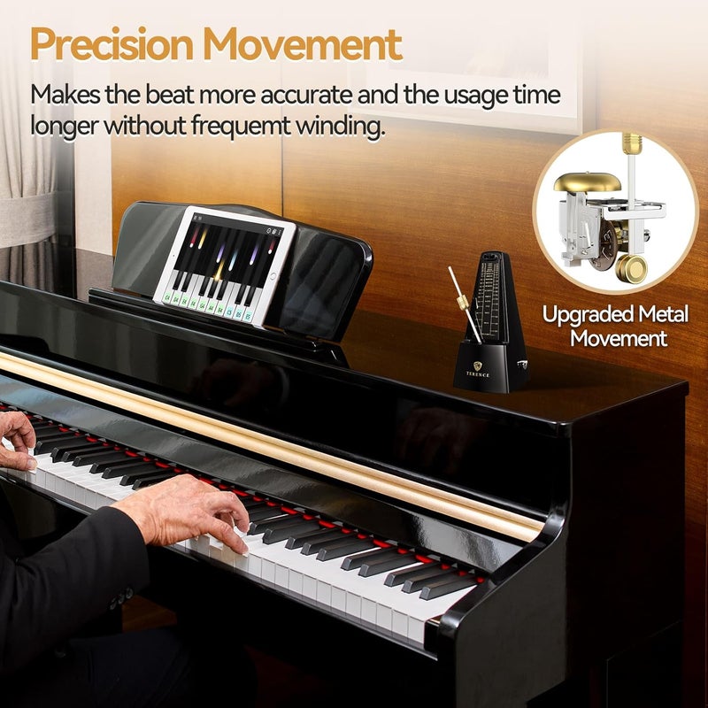 TERENCE Mechanical Metronomes for Piano Guitar Drum Violin and Other Musical Instruments with Loud Sound and Accurate Beat Multiple Beat Modes for Beginners - Image 2